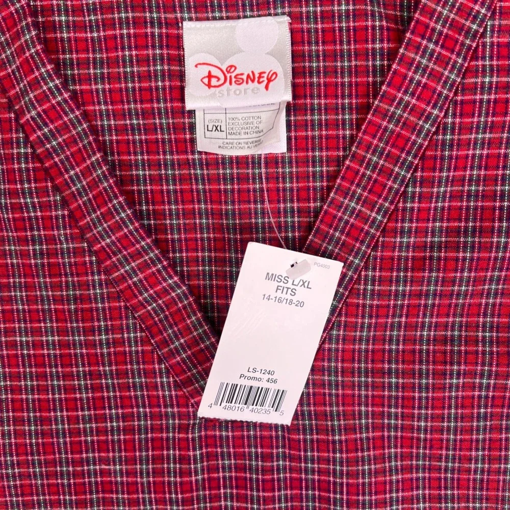 Disney Nightshirt Womens L/XL Red Plaid Winnie Pooh Eeyore Christmas Sleepwear - Picture 6 of 16